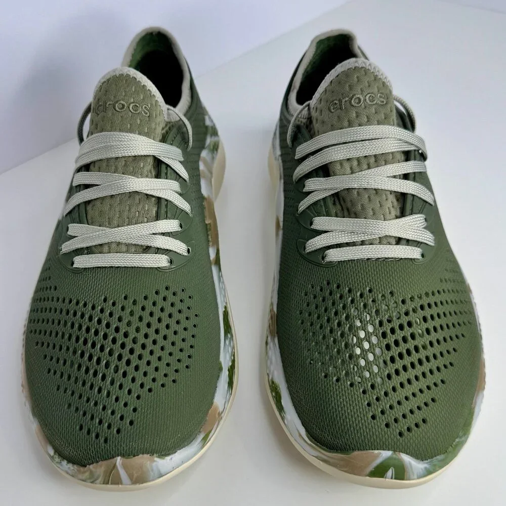 Men's‎ Size 8 CROCS LITERIDE 360 MARBLED PACER SHOES ARMY GREEN-MULTI COLOR - Picture 8 of 8